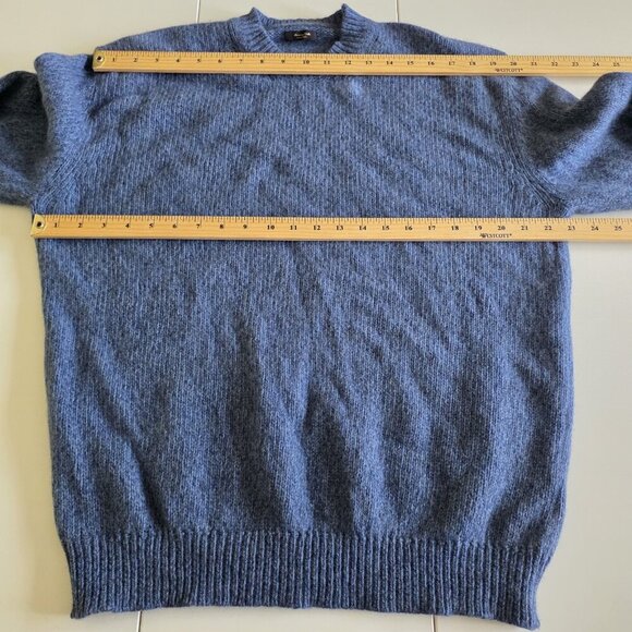 Massimo Dutti Sweater Men XL Heathered Blue LS Crewneck Wool Blend Academia FLAW - Picture 4 of 16